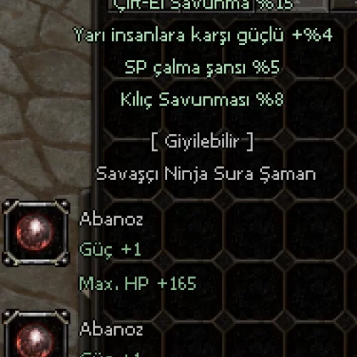 +9 ABANOZ 15 ÇİFT EL 15 OK 8 KILIÇ 4 YARI